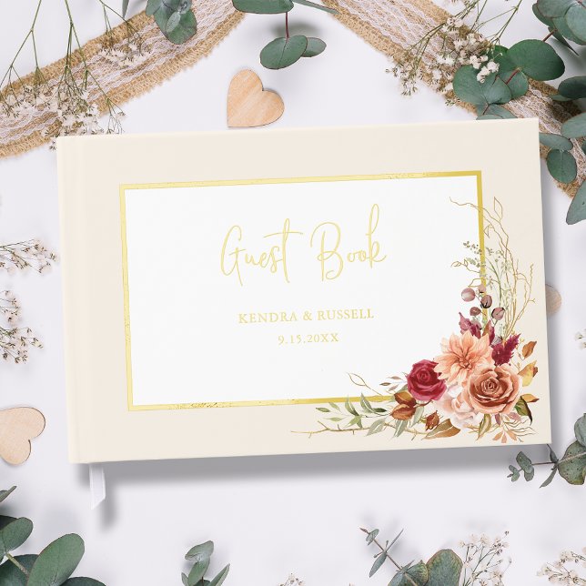 Gilded Fall Terracotta Floral Guest Book (Creator Uploaded)