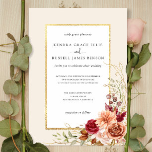 Gilded Fall Terracotta Floral  Invitation