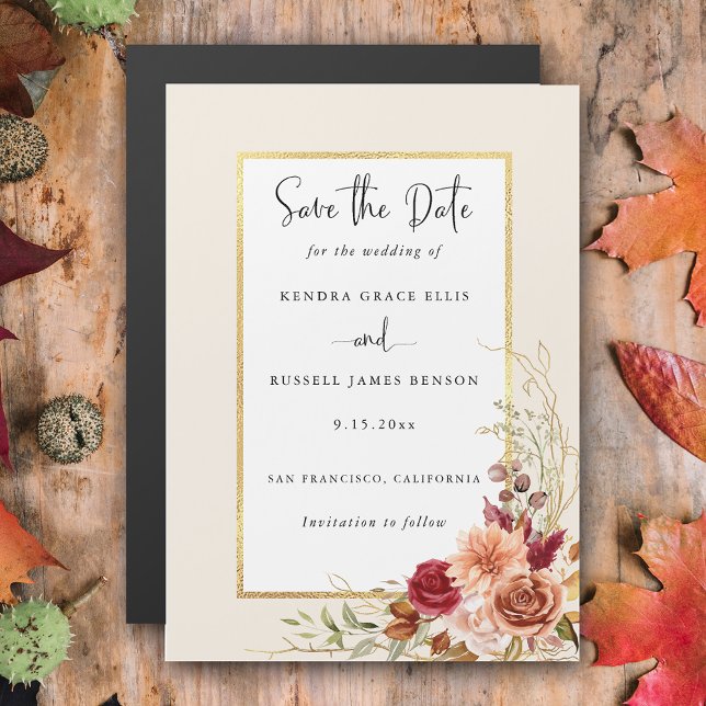 Gilded Fall Terracotta Floral Magnetic Invitation (Creator Uploaded)