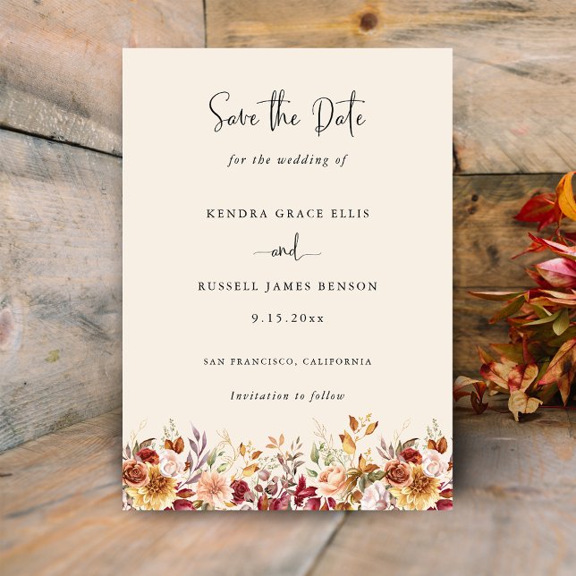 Gilded Fall Terracotta Floral Save The Date (Creator Uploaded)