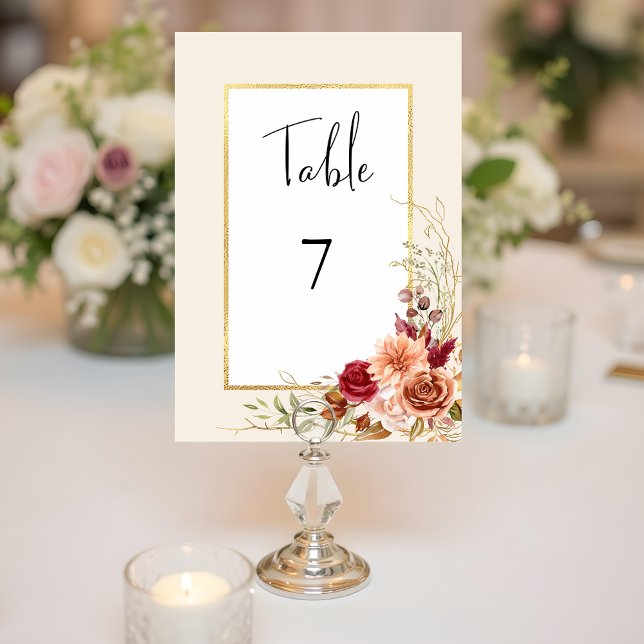 Gilded Fall Terracotta Floral Table Number (Creator Uploaded)