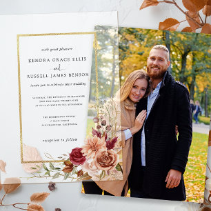 Gilded Fall Terracotta Floral Vellum Invitations