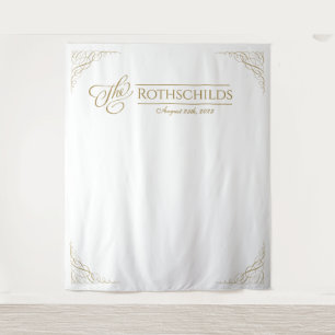 Gilded Faux Gold Calligraphy Romantic Wedding Tapestry