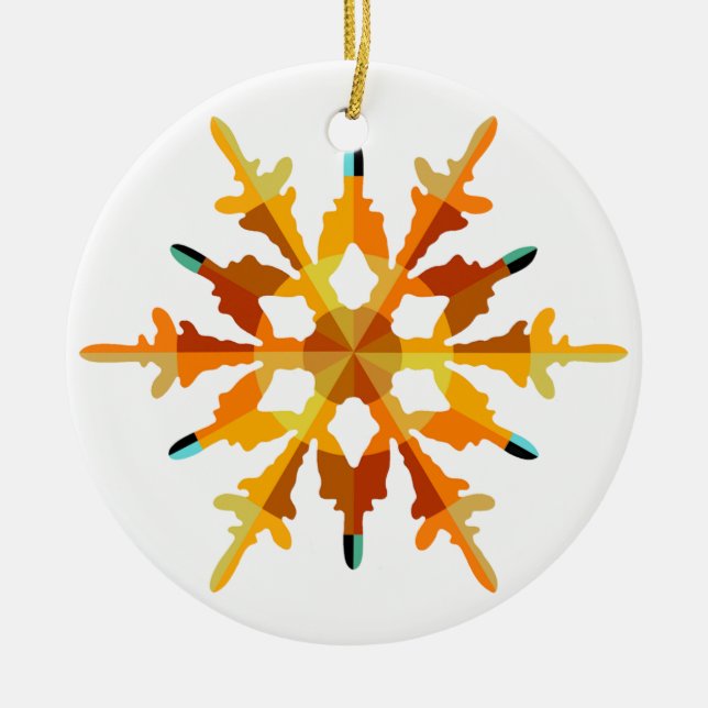 Gilded Flake Ceramic Tree Decoration (Front)