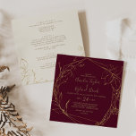 Gilded Floral | Burgundy & Gold All In One Wedding Invitation<br><div class="desc">This gilded floral burgundy and gold all in one wedding invitation is perfect for an elegant wedding. The modern boho design features a whimsical arrangement of faux gold foil hand drawn flowers, leaves and botanicals on a burgundy background. Save paper by including the details on the back of the wedding...</div>