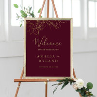 Gilded Floral Burgundy Gold Wedding Welcome