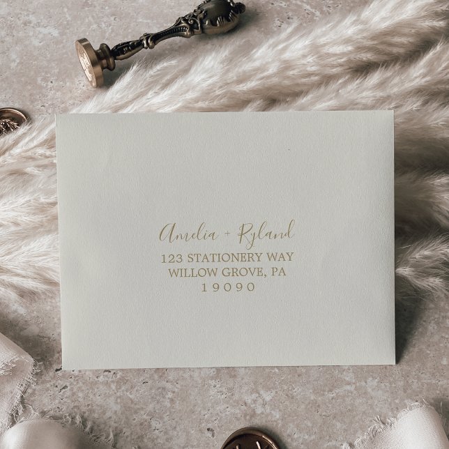 Gilded Floral Coordinate Self-Addressed RSVP Envelope (Gilded Floral Coordinate Self-Addressed RSVP Envelope)