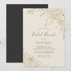 Gilded Floral   Cream and Gold Bridal Brunch Invitation