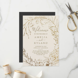 Gilded Floral   Cream and Gold Flat Wedding Program