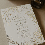 Gilded Floral | Cream and Gold Folded Wedding Program<br><div class="desc">This gilded floral cream and gold folded wedding program is perfect for an elegant wedding. The modern boho design features a whimsical arrangement of faux gold foil hand drawn flowers,  leaves and botanicals on a cream background.</div>
