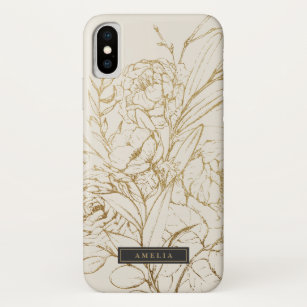 Gilded Floral Cream and Gold Personalised Name Case-Mate iPhone Case