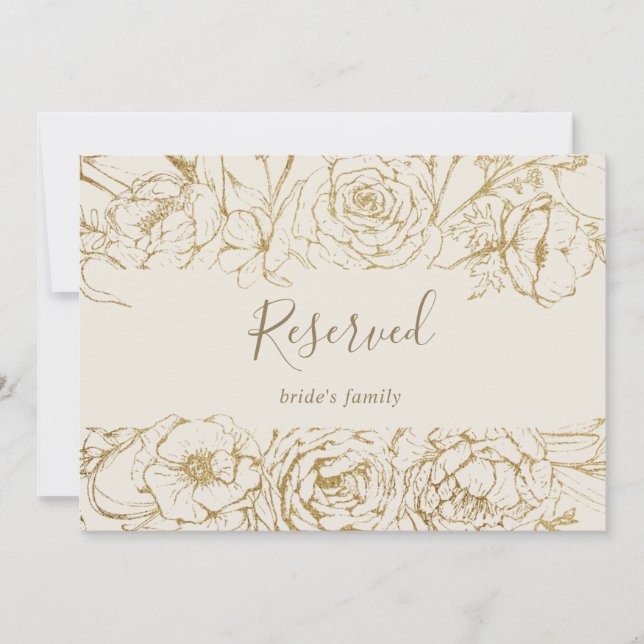 Gilded Floral | Cream and Gold Reserved Sign (Front)