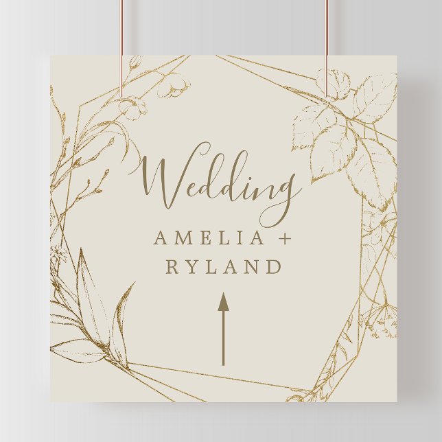 Gilded Floral | Cream and Gold Wedding Directional Poster (Gilded Floral | Cream and Gold Wedding Directional Poster)