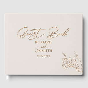 Gilded Floral Cream & Gold Personalised Wedding Guest Book