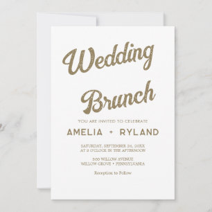 Gilded Floral   Cream & Gold Wedding Brunch  Invitation