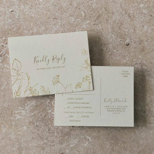 Gilded Floral Cream Menu Choice RSVP Postcard