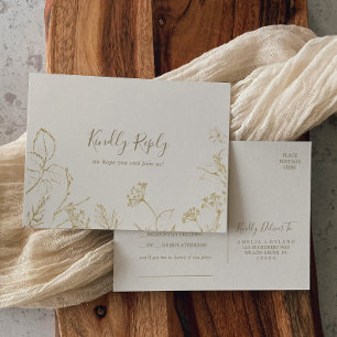 Gilded Floral   Cream Song Request RSVP Postcard