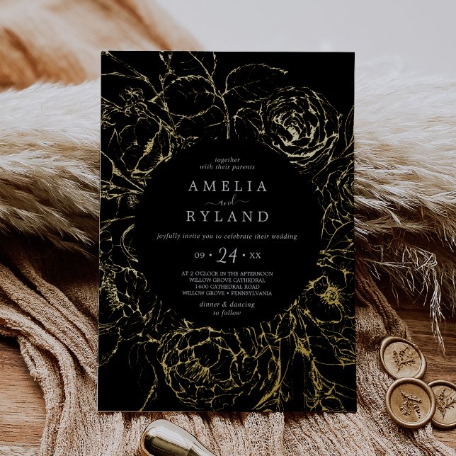 Gilded Floral | Gold Foil Black Casual Wedding (Creator Uploaded)