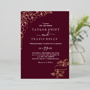 Gilded Floral Gold Foil Burgundy All-In-One