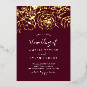 Gilded Floral   Gold Foil Burgundy The Wedding Of