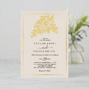 Gilded Floral Gold Foil Cream Formal Wedding