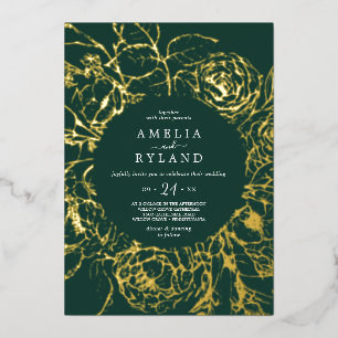 Gilded Floral   Gold Foil Emerald Casual Wedding