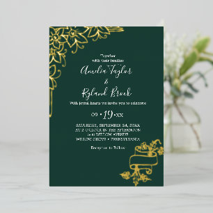 Gilded Floral Gold Foil Emerald Wedding
