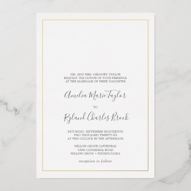 Gilded Floral | Gold Foil Formal Wedding (Front)
