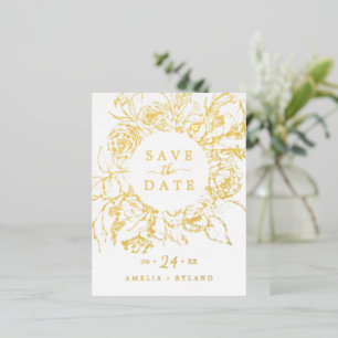 Gilded Floral Gold Foil Save the Date Foil Invitation Postcard