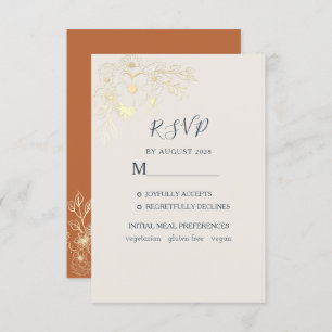 Gilded Floral Gold Wedding RSVP Card