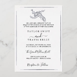 Gilded Floral Silver Foil Formal Wedding