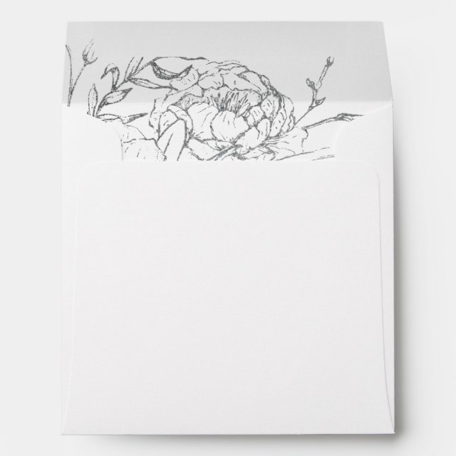 Gilded Floral | Silver & White Wedding Invitation Envelope (Back (Bottom))