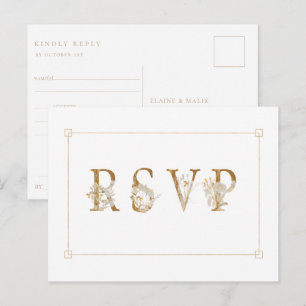 Gilded Floral Wedding RSVP Song Request Invitation Postcard