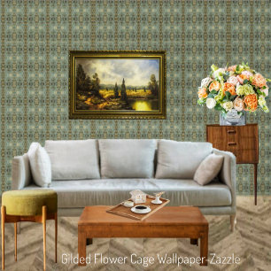 Gilded Flower Cage Wallpaper