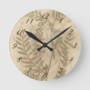 Gilded Foliage I Round Clock