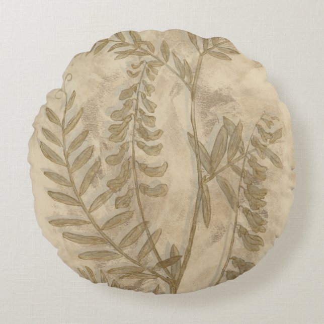 Gilded Foliage I Round Cushion (Front)