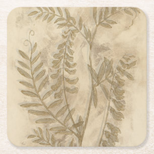 Gilded Foliage I Square Paper Coaster