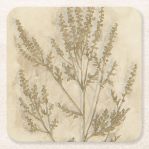 Gilded Foliage II Square Paper Coaster