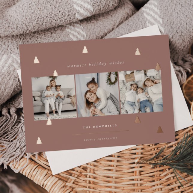 Gilded Forest | Elegant Christmas Photo Collage Foil Holiday Card (Creator Uploaded)