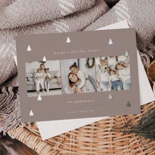 Gilded Forest   Elegant Christmas Photo Collage Foil Holiday Card