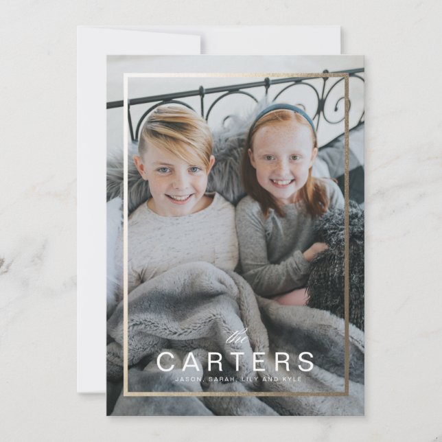 Gilded Frame Family Name Christmas Card (Front)