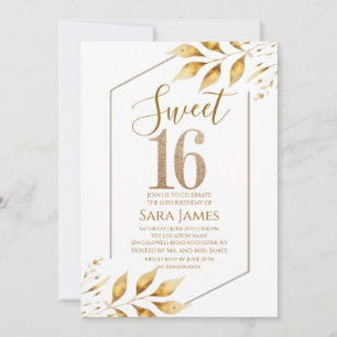 Gilded Frame Sweet 16 Birthday Invitation