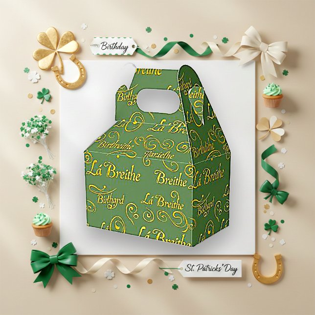 Gilded Gaelic Birthday Sage St. Patrick's Pattern Favour Box (Creator Uploaded)