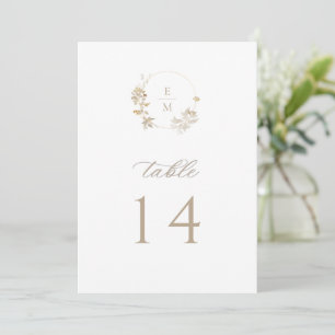 Gilded Garden Monogram Wedding Table Number