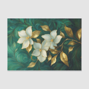 Gilded Gardenia Elegance, Formal Flowers Tissue Paper