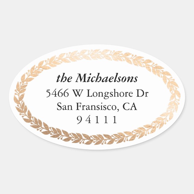 Gilded Garland Elegant Oval Sticker (Front)
