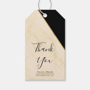 Gilded Geometry Luxe Ivory & Gold Marble Wedding  Gift Tags