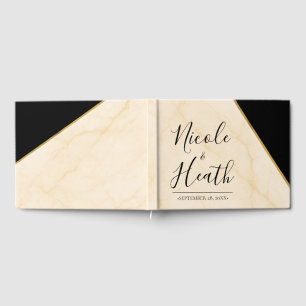 Gilded Geometry Luxe Ivory & Gold Marble Wedding  Guest Book