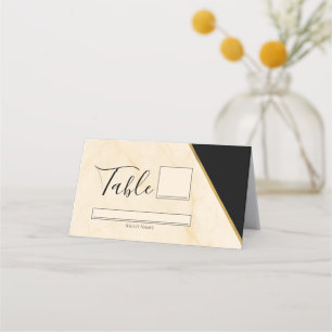 Gilded Geometry Luxe Ivory & Gold Marble Wedding Place Card