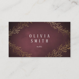 Gilded gold burgundy botanical elegant wedding place card